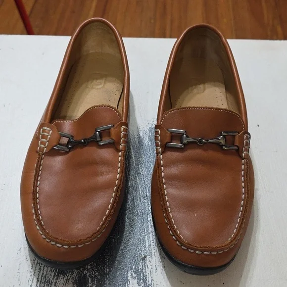 Foot Joy Men's Brown Faux? Leather Loafers Bridle Bit Accent Sz 9 GUC - Picture 13 of 14